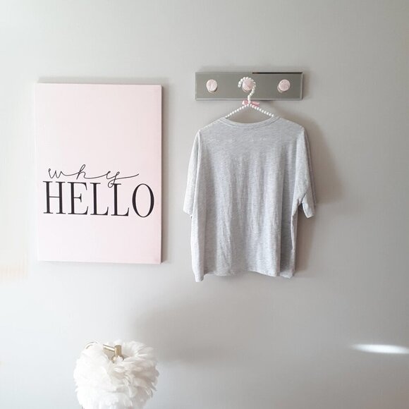 EUC Zara heather grey short sleeve t-shirt w/ sequins & painted accents, L - Picture 11 of 14